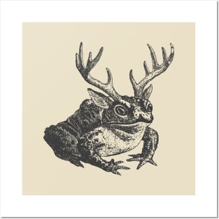 Horns, Antlers, and Frogcore: Vintage Aesthetics Meet Charming Toads and Frogs in a Quirky Design Posters and Art